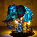 MEELANO Kunstlampe I Glasmosaik Med 20 Unikke Dyreprints Til Stuen Varm Atmosfære Og Farvespil Elefant