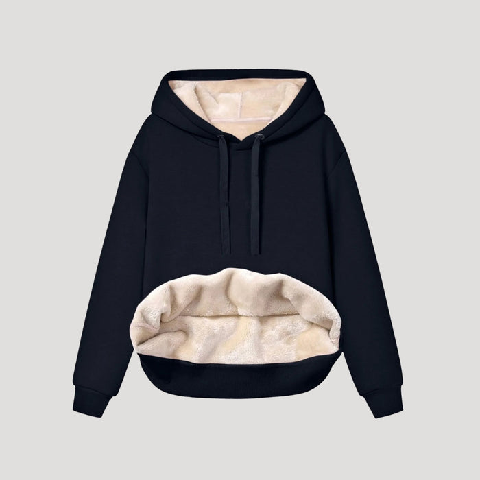 MEELANO Kvinder Oversized Hættetrøje Med Fleeceforet Inderside Og Kængurulomme Marineblå