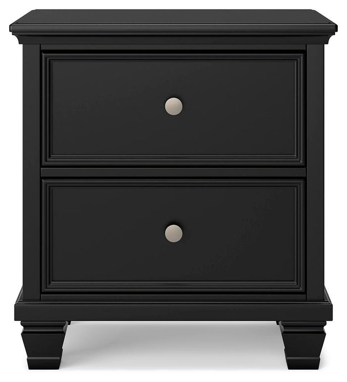Lanolee Black Two Drawer Night Stand - Brand New