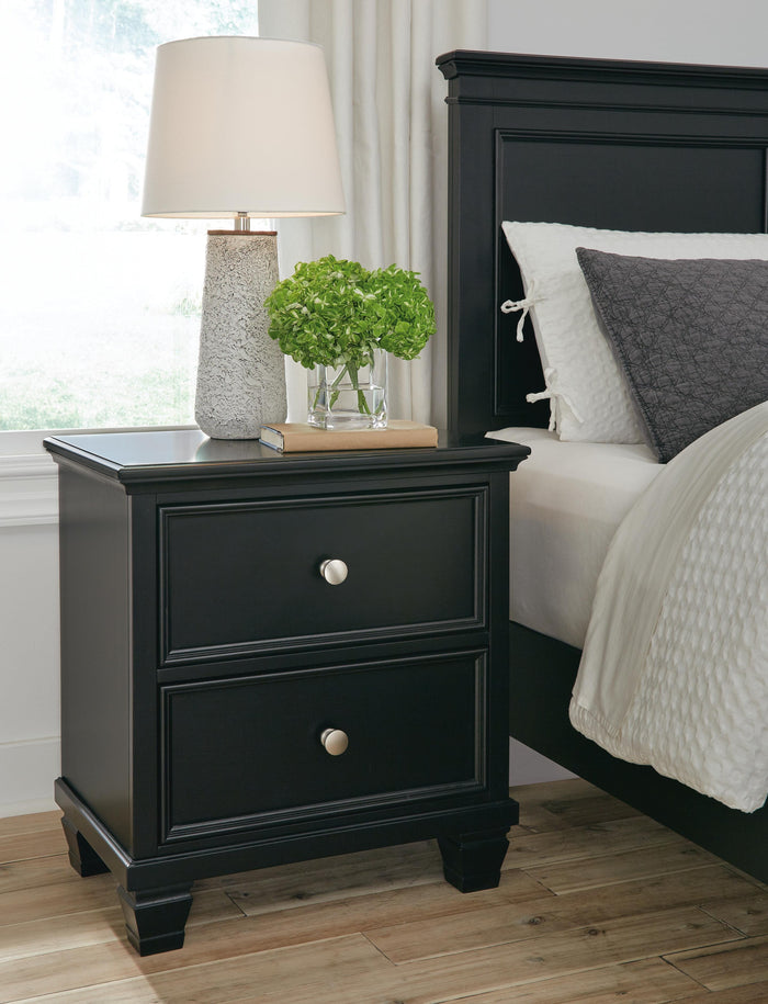Lanolee Black Two Drawer Night Stand - Brand New