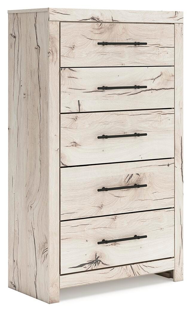 Lawroy Light Natural Five Drawer Chest - Brand New