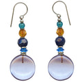 Light amethyst glass and crystal drop earrings from Owen Glass Collection, featuring a mosaic design with elegant hanging drops.