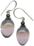 Light mauve German glass drop earrings from Owen Glass Collection featuring berry-shaped glass beads and elegant drop design.