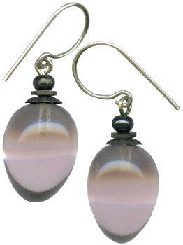 Light mauve German glass drop earrings from Owen Glass Collection featuring berry-shaped glass beads and elegant drop design.