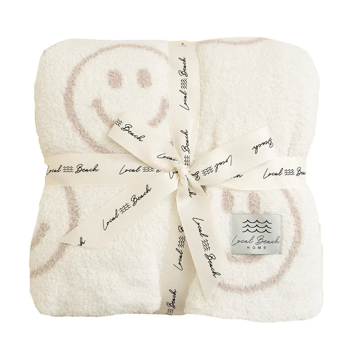 LOCAL BEACH LUXE BABY BLANKET - SMILEY - SAND