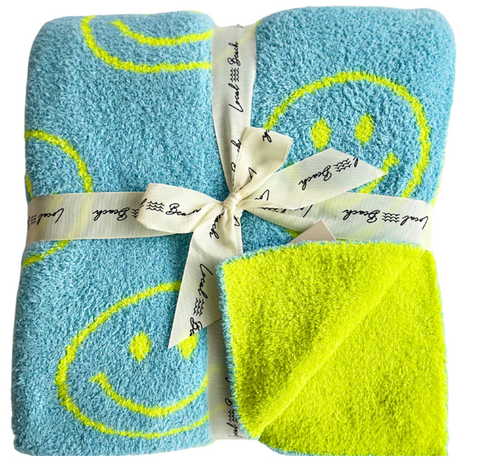 LOCAL BEACH LUXE HOME BLANKET - NEON BLUE/CITRON