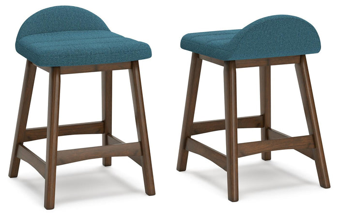 Lyncott Blue/Brown Lyncott Counter Height Bar Stool - Brand New