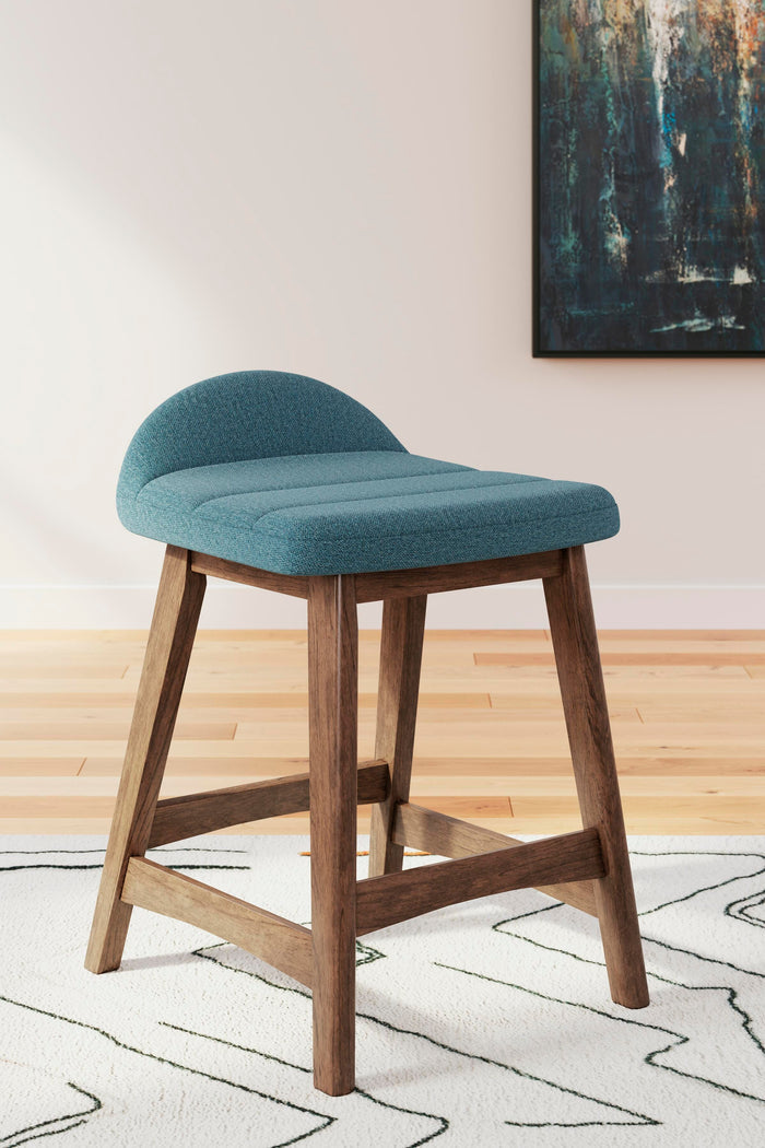 Lyncott Blue/Brown Lyncott Counter Height Bar Stool - Brand New