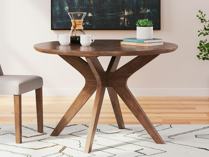Lyncott Brown Round Dining Room Table - Brand New
