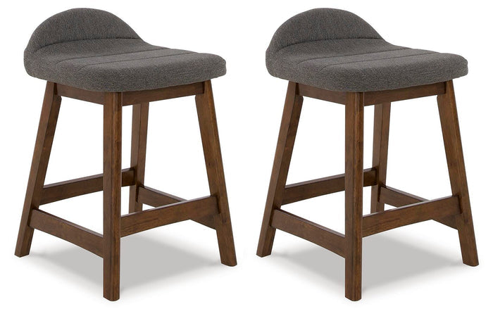 Lyncott Charcoal/Brown Upholstered Barstool (Priced Per Item, Must Order 2, 4, 6, or 8) - Brand New