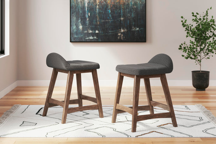 Lyncott Charcoal/Brown Upholstered Barstool (Priced Per Item, Must Order 2, 4, 6, or 8) - Brand New