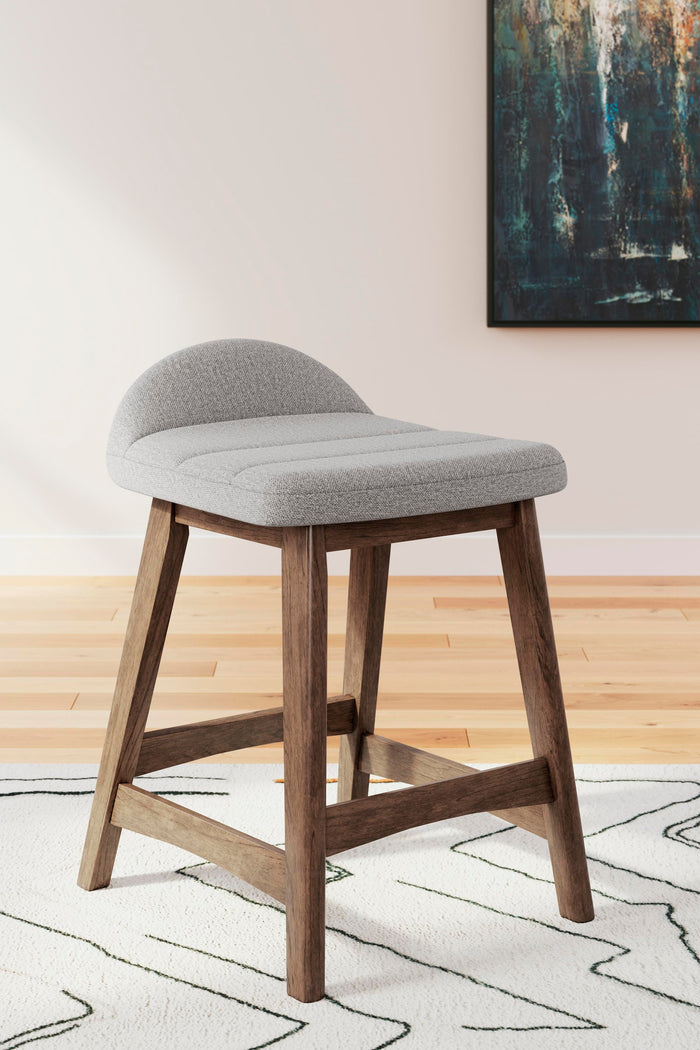 Lyncott Light Gray/Brown Lyncott Counter Height Bar Stool - Brand New