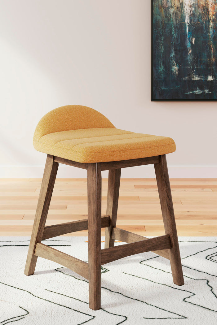 Lyncott Mustard/Brown Lyncott Counter Height Bar Stool - Brand New