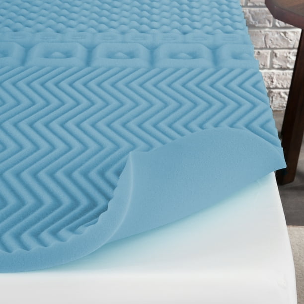 Mainstays 1.5” 7-Zone Reversible Memory Foam Mattress Topper, Twin-XL - Brand New - Open Box