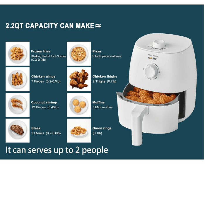 Mainstays 2.2 qt Air Fryer, Arctic White - Automatic Shutoff - Brand New