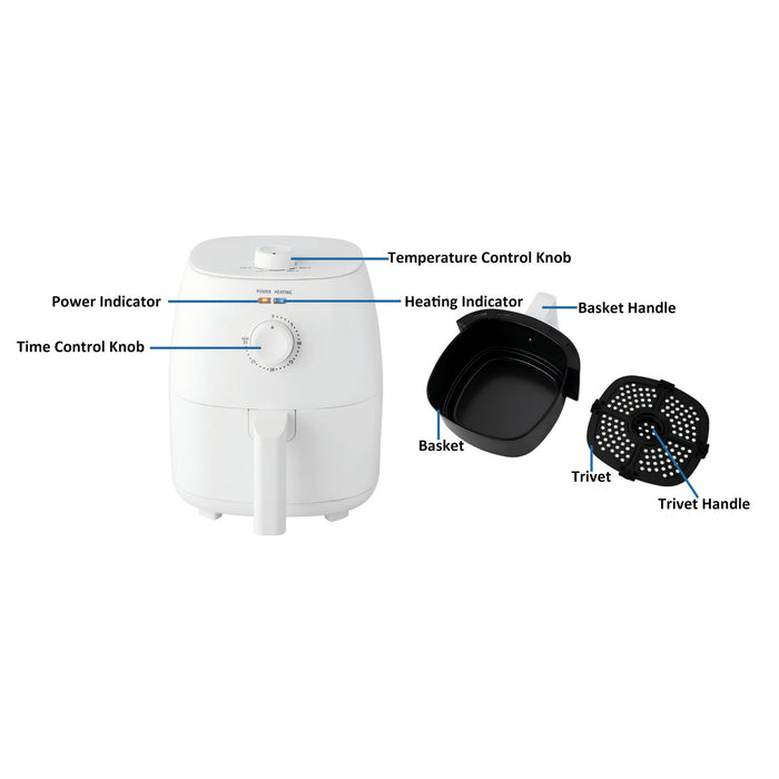 Mainstays 2.2 qt Air Fryer, Arctic White - Automatic Shutoff - Brand New