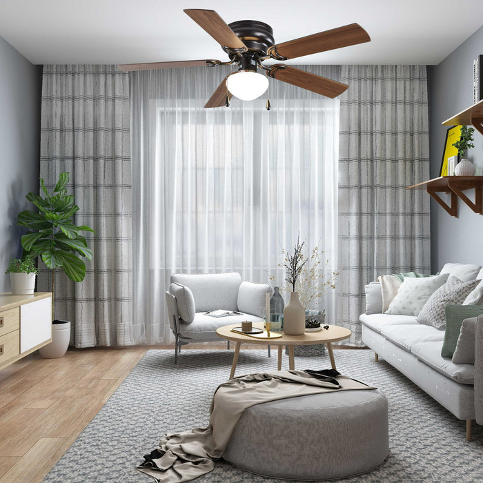 Mainstays 44" Hugger Indoor Ceiling Fan with Single Light, Bronze, 5 Blades, LED Bulb,Reverse Airflow - Brand New