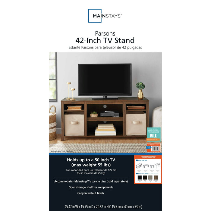 Mainstays Parsons TV Stand for TVs up to 50", Canyon Walnut - Brand New