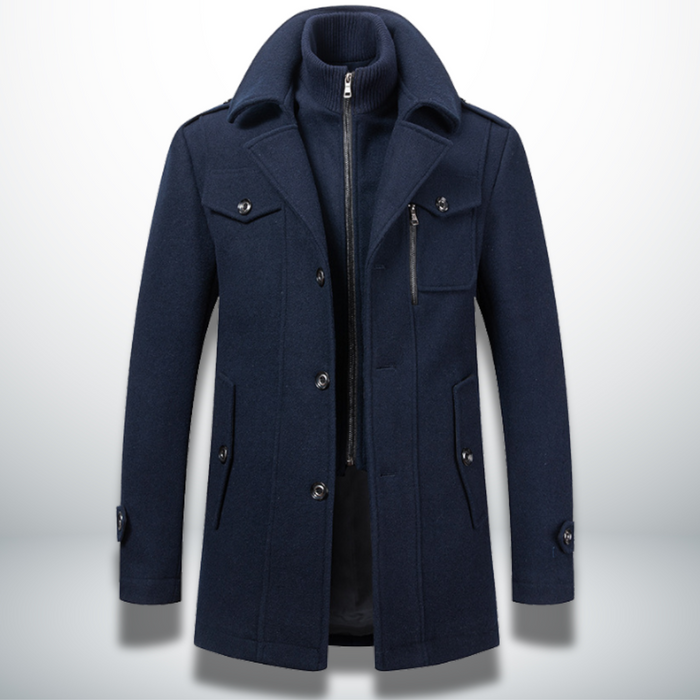 MEELANO Mane | Herre Smart-Casual Frakke i Uld - Klassisk Uldfrakke & Habitfrakke med Knapper Mørkeblå