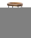 Mango Wood Saddle Seat Bar Stool With Iron Rod Legs - Brand New