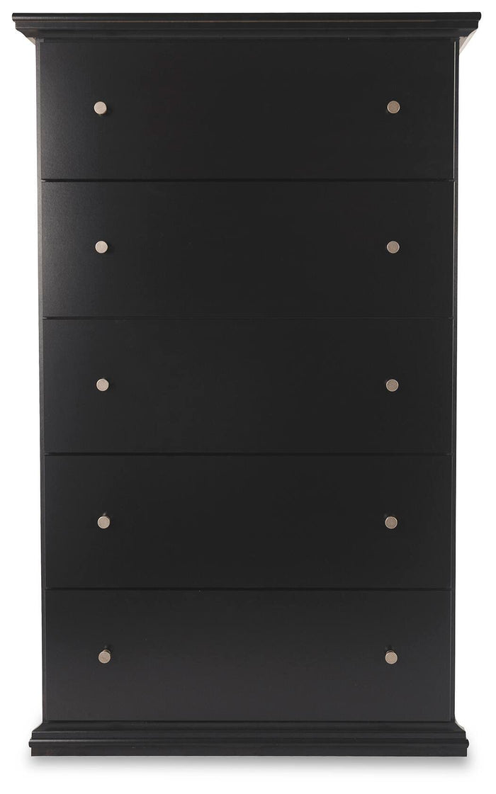Maribel Black Five Drawer Chest - Brand New