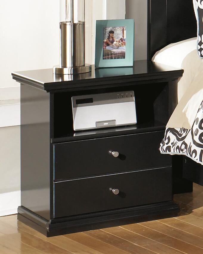 Maribel Black One Drawer Night Stand - Brand New