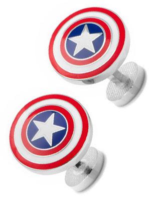 Marvel Comics Captain America Shield Cufflinks - Polished Enamel - Silver Tone - MV-CAS1-SLA_2f36af68-0804-477c-8962-a195f3bb824b
