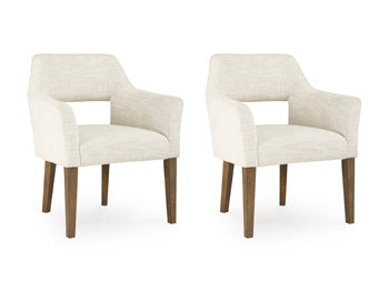 Marxmore Beige/Brown Dining UPH Arm Chair (Priced Per Item, Must Order 2, 4, 6, or 8) - Brand New