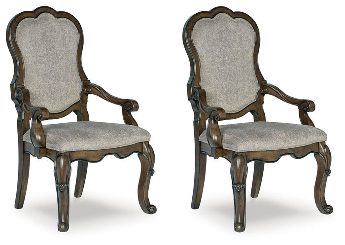 Maylee Dark Brown Dining UPH Arm Chair (Priced Per Item, Must Order 2, 4, 6, or 8) - Brand New