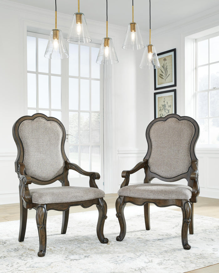 Maylee Dark Brown Dining UPH Arm Chair (Priced Per Item, Must Order 2, 4, 6, or 8) - Brand New