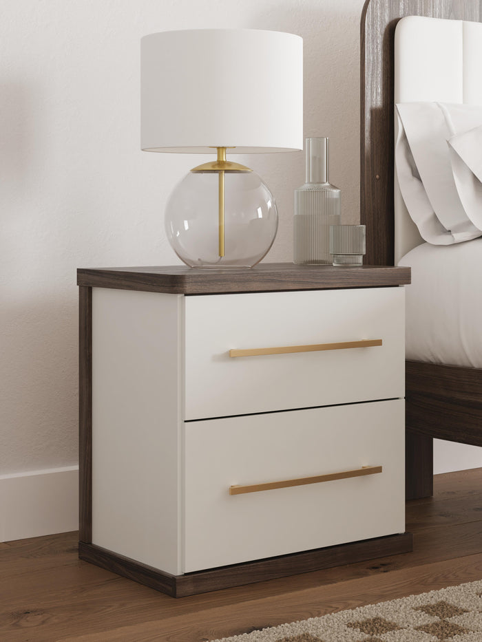 Mazilar Brown/White Two Drawer Night Stand - Brand New