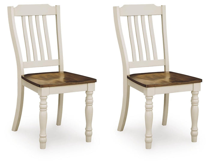 Mellintine Antique White/Brown Dining Room Side Chair (Priced Per Item, Must Order 2, 4, 6, or 8) - Brand New