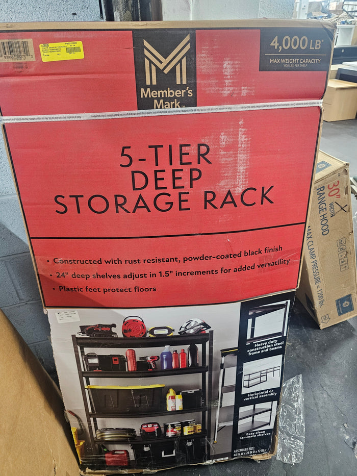Member's Mark 5 Tier Storage Shelf, 48" W x 24" D x 72" H - Brand New - Open Box