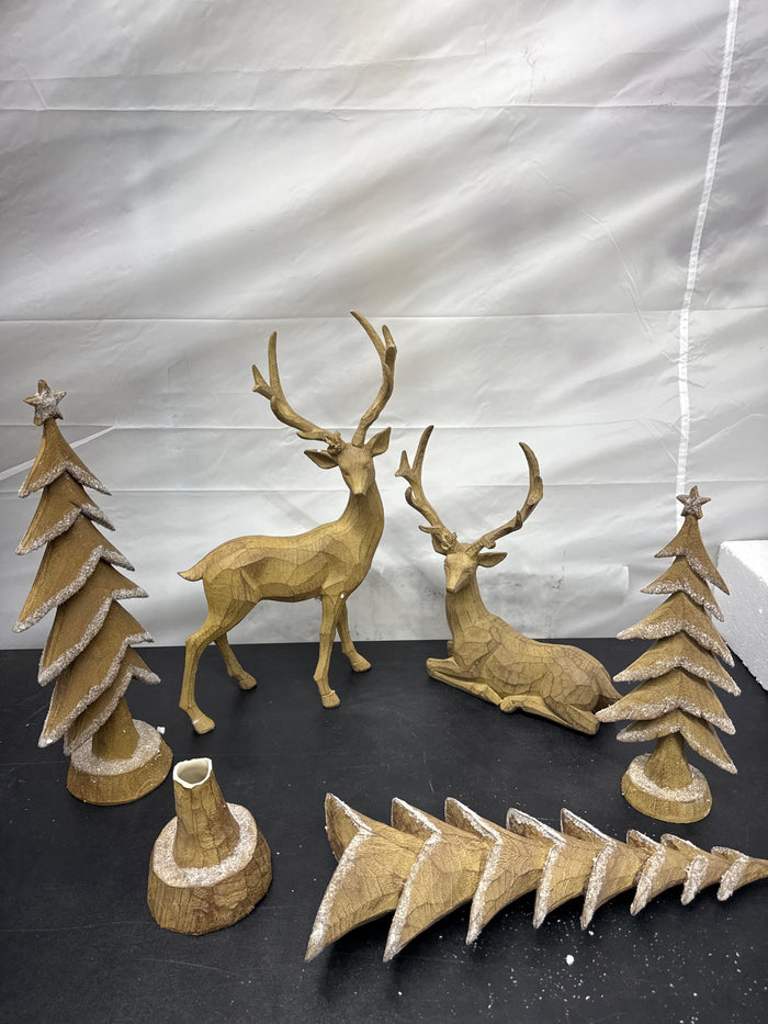 Member's Mark Deer and Tree Décor, Set of 5 - Brand New - Open Box