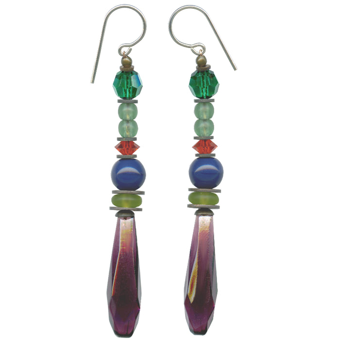 Owen Glass Collection Metro 23 earrings featuring sleek, modern design with geometric metal shapes in a stylish silver finish.