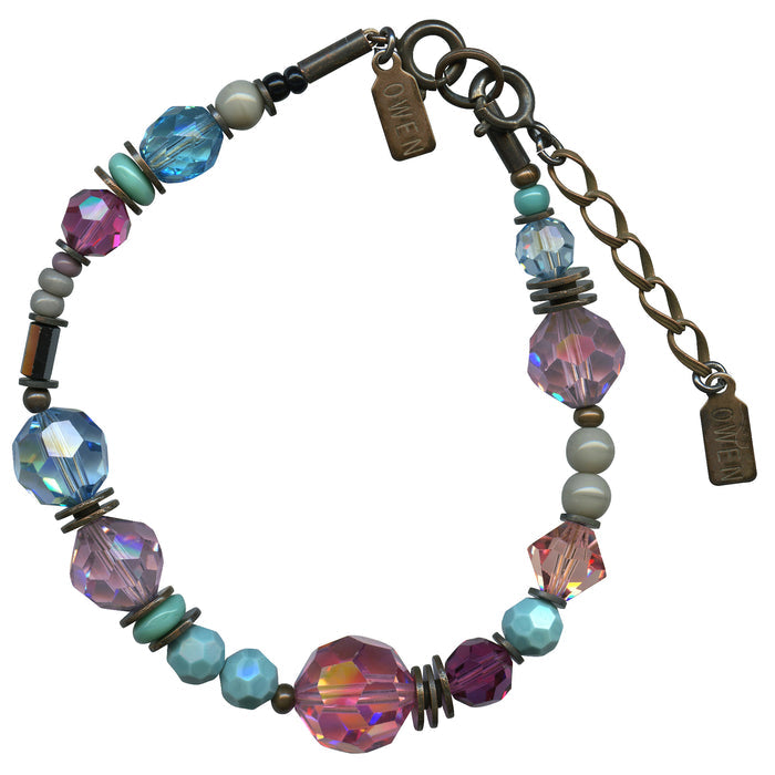 Owen Glass Collection Miami Nouveau crystal beaded bracelet with bronze accents, featuring intricate beaded design and elegant style.