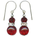 Owen Glass Collection Mini Flash 1 red beaded earrings with rhinestones, featuring small, sparkling jewelry for elegant style.