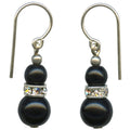 Owen Glass Collection MINI FLASH 11" jet glass and rhinestone earrings with sparkling gemstone accents and elegant design