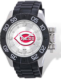 MLB Mens Cincinnati Reds Beast Watch - Color Logo Dial - Rubber Strap - XWM2097