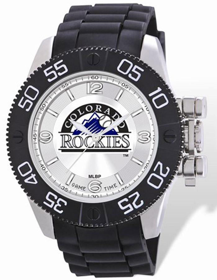 MLB Mens Colorado Rockies Beast Watch - Color Logo Dial - Rubber Strap - XWM2099