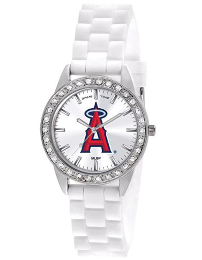MLB Womens Los Angeles Angels Frost Watch - Crystal Bezel - Silicone Strap - XWL955