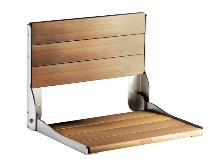 MOEN Fold Down Teak Shower Chair - Brand New