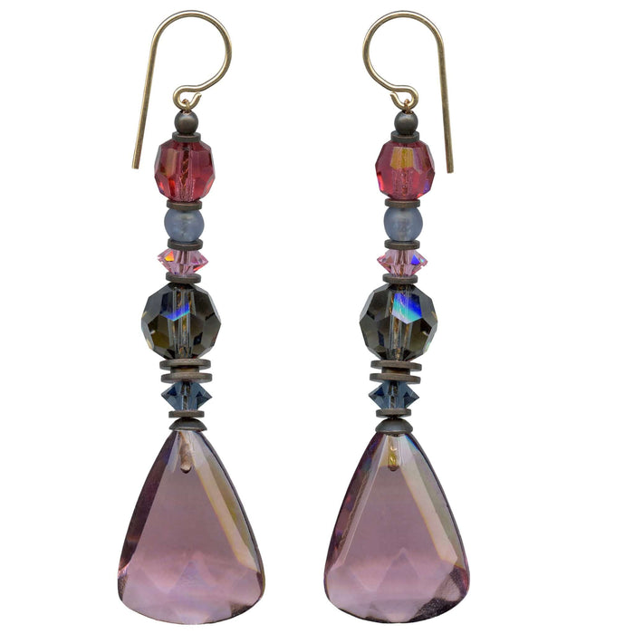 Owen Glass Collection Morning Light light amethyst glass dangle earrings with smooth, rounded design and delicate hooks.
