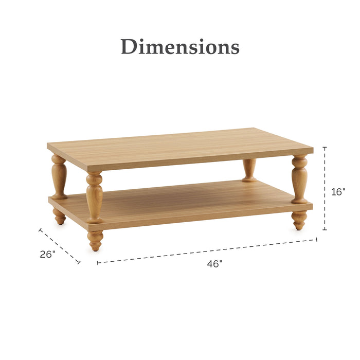 My Texas House Abbott Wood Coffee Table, Light Oak - Brand New