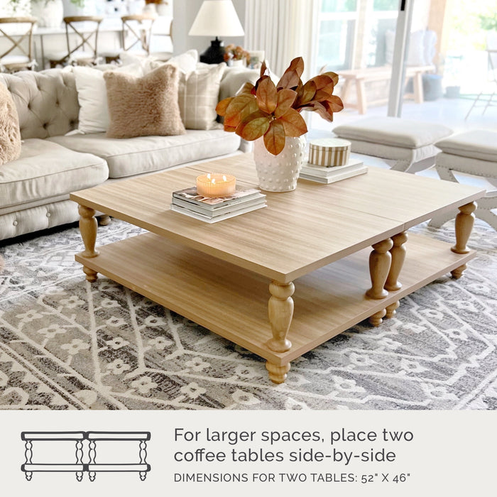 My Texas House Abbott Wood Coffee Table, Light Oak - Brand New