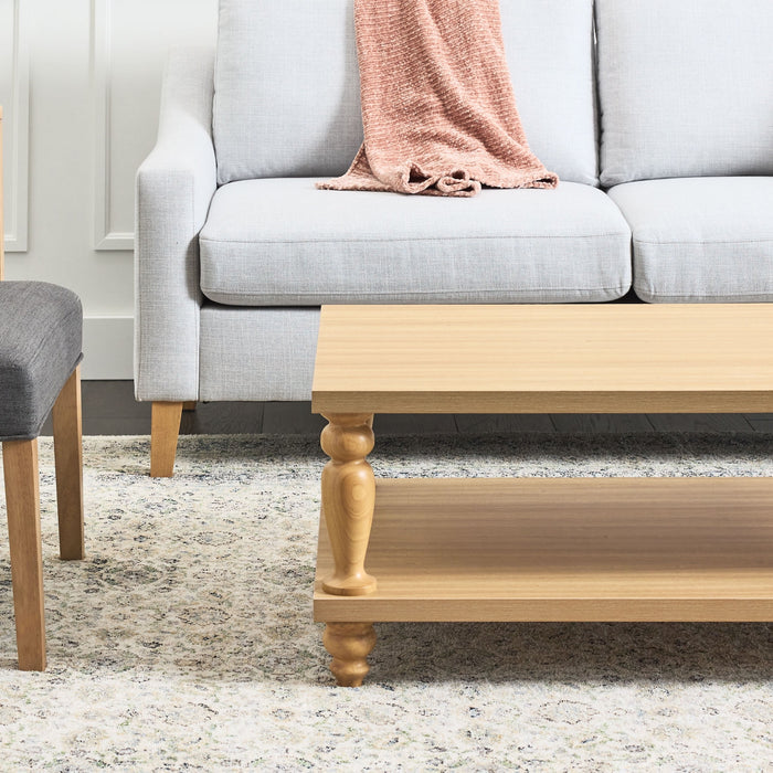 My Texas House Abbott Wood Coffee Table, Light Oak - Brand New