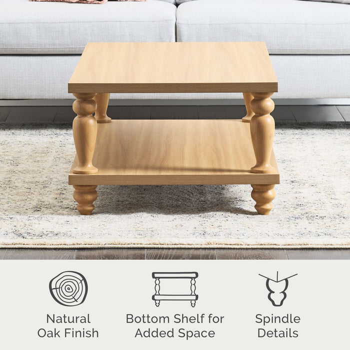My Texas House Abbott Wood Coffee Table, Light Oak - Brand New