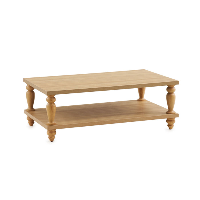 My Texas House Abbott Wood Coffee Table, Light Oak - Brand New