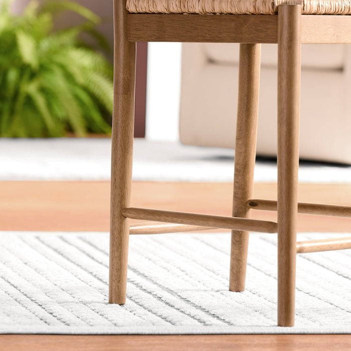 My Texas House Laurel Counter Stools with Woven Seagrass Seat, Kitchen, Warm Brown, 2 Pack - Brand New - Open Box