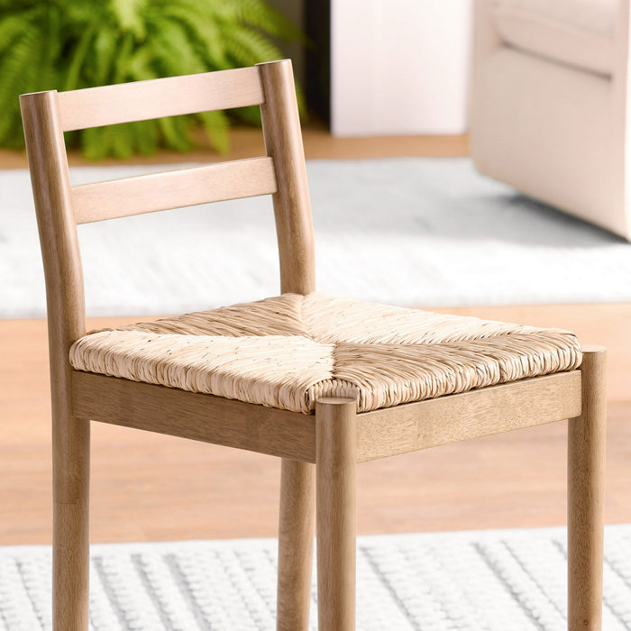 My Texas House Laurel Counter Stools with Woven Seagrass Seat, Kitchen, Warm Brown, 2 Pack - Brand New